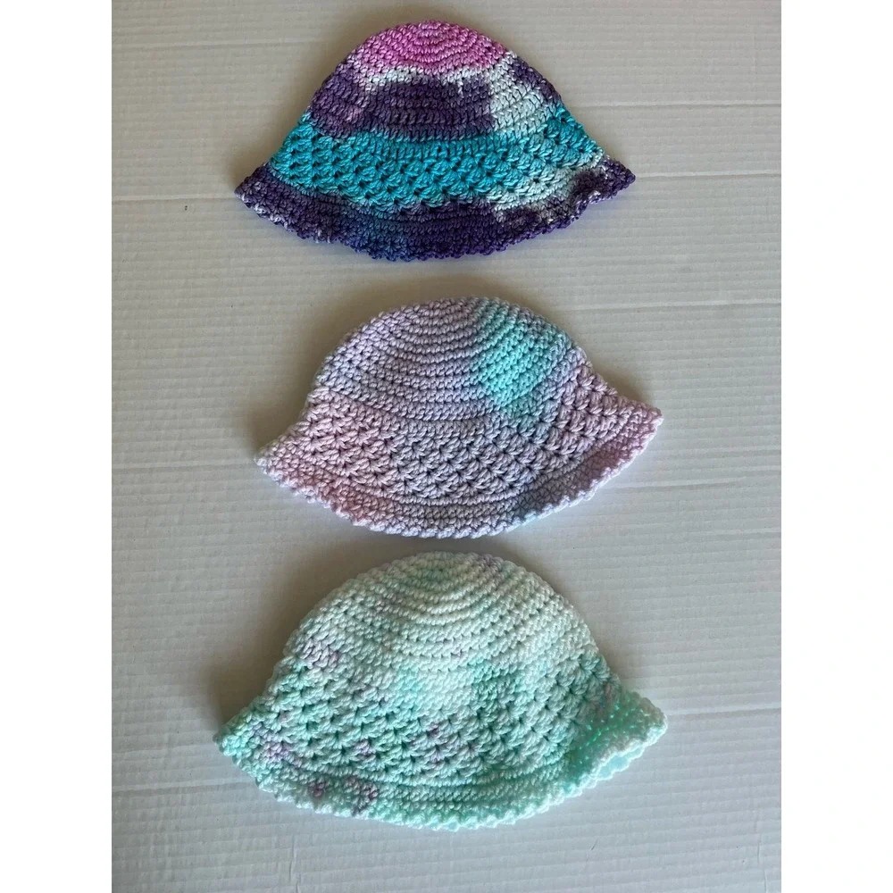 3 Wide Brim‎ Girls Crochet Sun Handmade Beach Sunshade Fisherman Bucket Hats